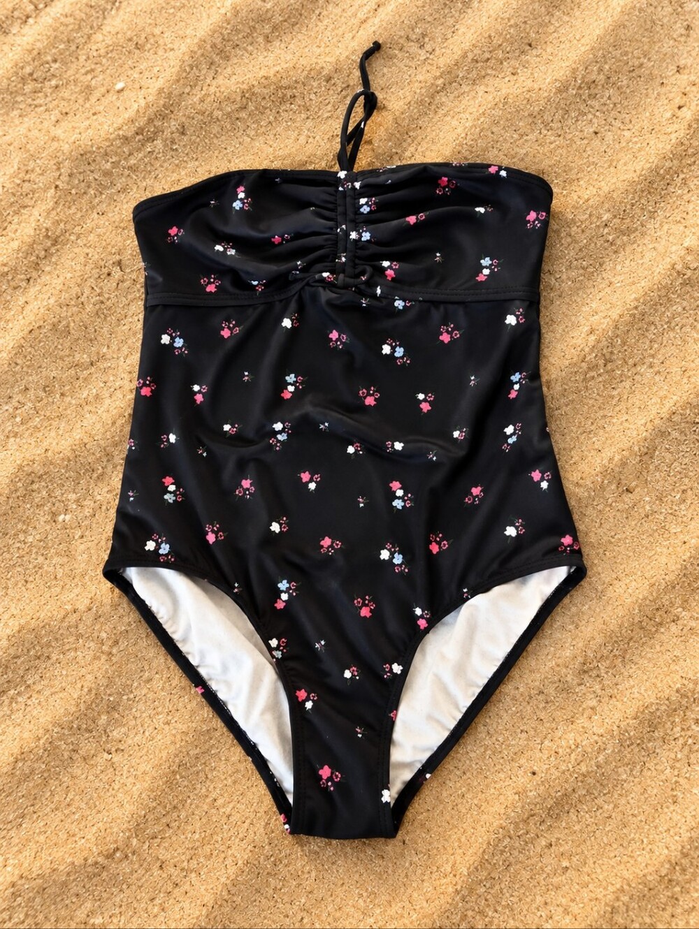 Old Navy Girls XL 14-16 Black Floral One Piece Swimsuit